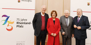 Ministerpräsidentin Malu Dreyer und ihre Amtsvorgänger Bernhard Vogel, Rudolf Scharping und Kurt Beck